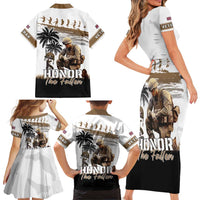Hawaii Veterans Day Family Matching Short Sleeve Bodycon Dress and Hawaiian Shirt Honor The Fallen Flag Grunge Style LT05 - Polynesian Pride