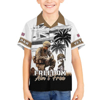 Hawaii Veterans Day Family Matching Short Sleeve Bodycon Dress and Hawaiian Shirt Honor The Fallen Flag Grunge Style LT05 Son's Shirt White - Polynesian Pride