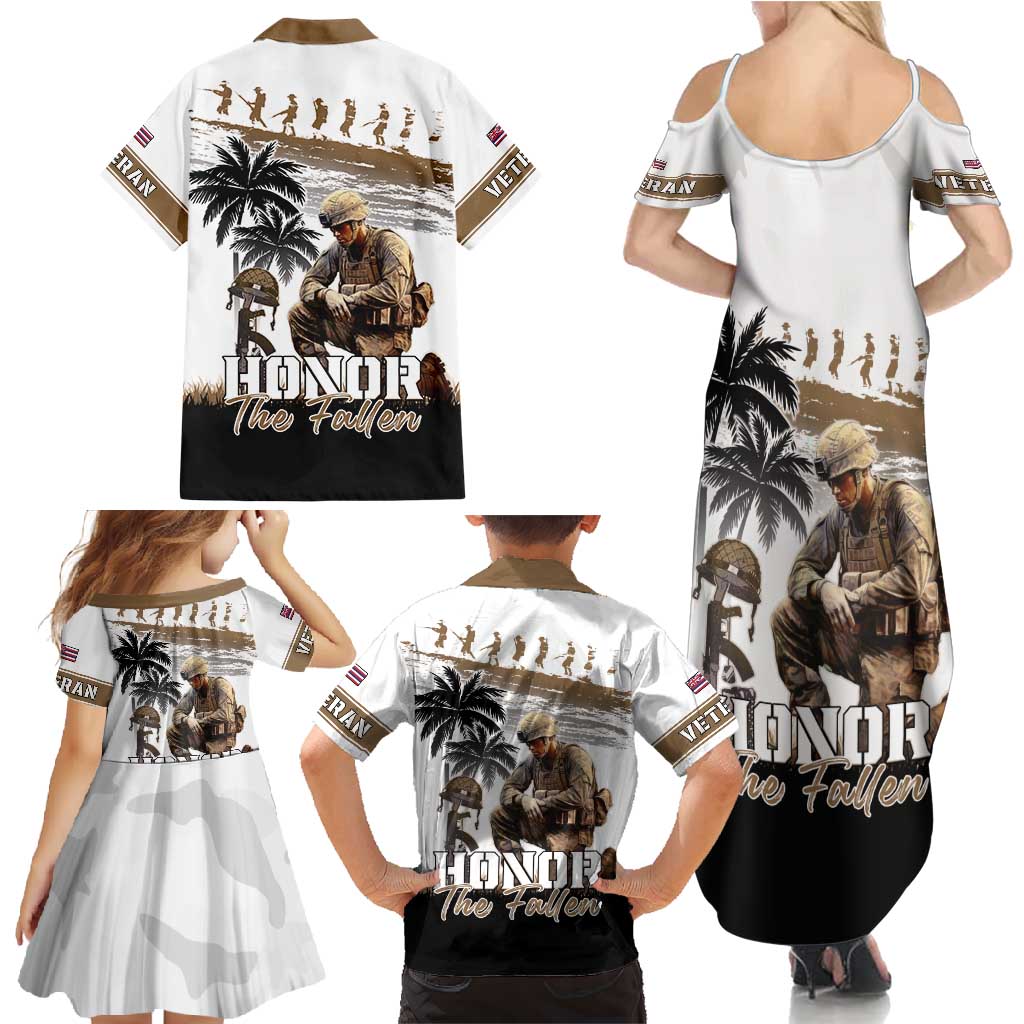 Hawaii Veterans Day Family Matching Summer Maxi Dress and Hawaiian Shirt Honor The Fallen Flag Grunge Style LT05 - Polynesian Pride
