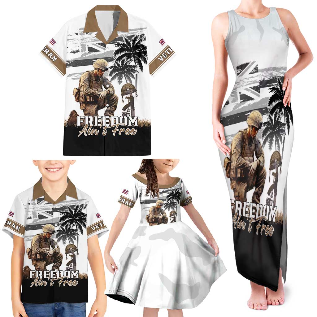 Hawaii Veterans Day Family Matching Tank Maxi Dress and Hawaiian Shirt Honor The Fallen Flag Grunge Style LT05 - Polynesian Pride