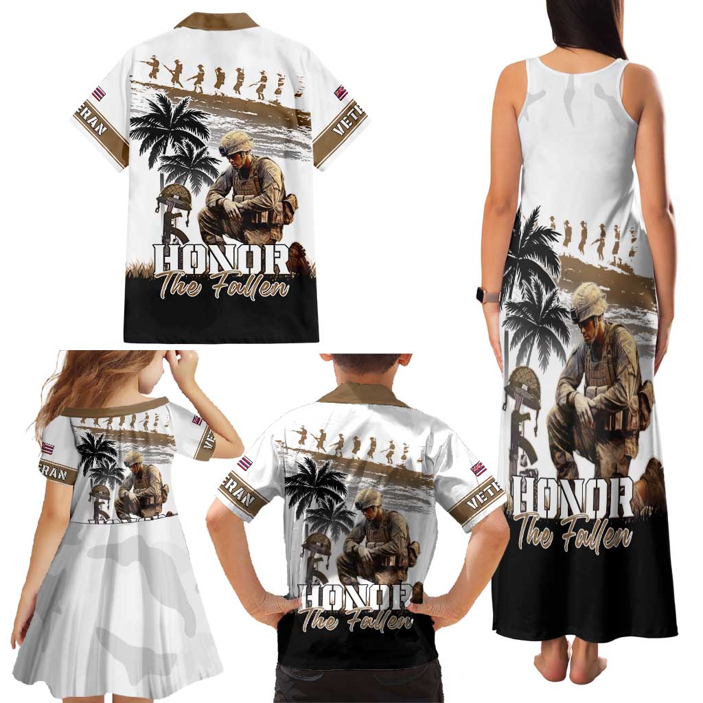 Hawaii Veterans Day Family Matching Tank Maxi Dress and Hawaiian Shirt Honor The Fallen Flag Grunge Style LT05 - Polynesian Pride