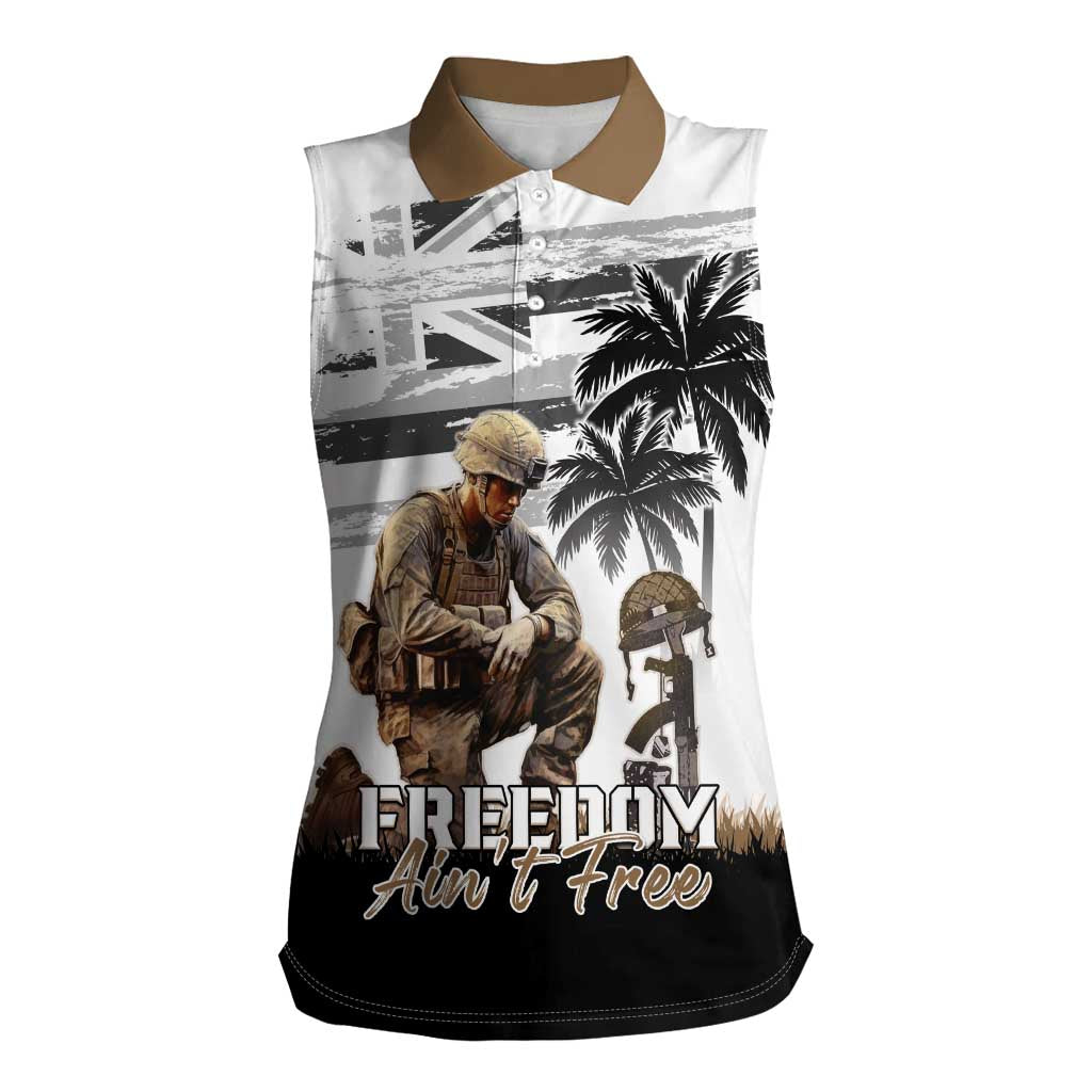 Hawaii Veterans Day Women Sleeveless Polo Shirt Honor The Fallen Flag Grunge Style