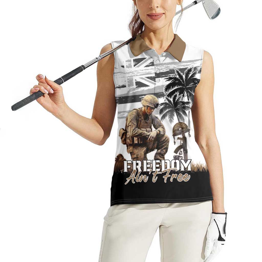 Hawaii Veterans Day Women Sleeveless Polo Shirt Honor The Fallen Flag Grunge Style