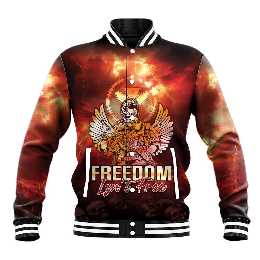 Hawaii Veterans Day Baseball Jacket May We Never Forget Freedom Isn't Free