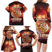 Hawaii Veterans Day Family Matching Long Sleeve Bodycon Dress and Hawaiian Shirt May We Never Forget Freedom Isn't Free LT05 - Polynesian Pride