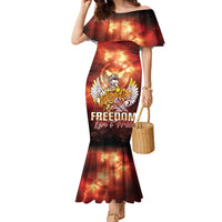 Hawaii Veterans Day Family Matching Mermaid Dress and Hawaiian Shirt May We Never Forget Freedom Isn't Free LT05 Mom's Dress Red - Polynesian Pride