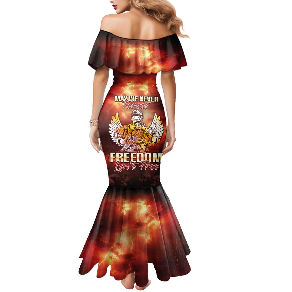 Hawaii Veterans Day Family Matching Mermaid Dress and Hawaiian Shirt May We Never Forget Freedom Isn't Free LT05 - Polynesian Pride