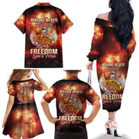 Hawaii Veterans Day Family Matching Off The Shoulder Long Sleeve Dress and Hawaiian Shirt May We Never Forget Freedom Isn't Free LT05 - Polynesian Pride