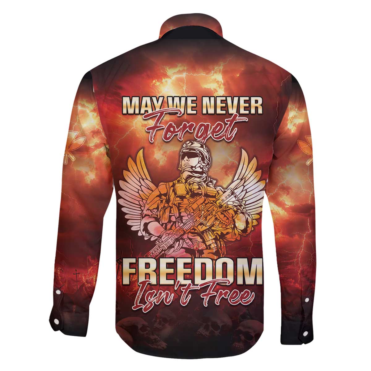 Hawaii Veterans Day Family Matching Off The Shoulder Long Sleeve Dress and Hawaiian Shirt May We Never Forget Freedom Isn't Free LT05 - Polynesian Pride