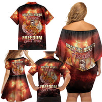 Hawaii Veterans Day Family Matching Off Shoulder Short Dress and Hawaiian Shirt May We Never Forget Freedom Isn't Free LT05 - Polynesian Pride