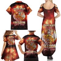 Hawaii Veterans Day Family Matching Summer Maxi Dress and Hawaiian Shirt May We Never Forget Freedom Isn't Free LT05 - Polynesian Pride