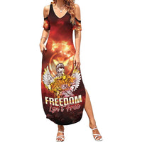 Hawaii Veterans Day Family Matching Summer Maxi Dress and Hawaiian Shirt May We Never Forget Freedom Isn't Free LT05 Mom's Dress Red - Polynesian Pride