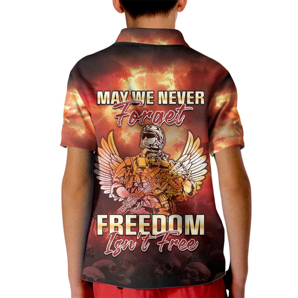 Hawaii Veterans Day Kid Polo Shirt May We Never Forget Freedom Isn't Free