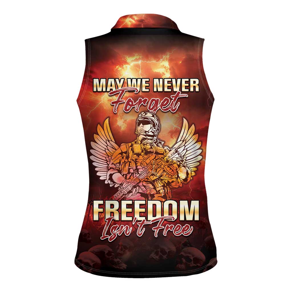 Hawaii Veterans Day Women Sleeveless Polo Shirt May We Never Forget Freedom Isn't Free