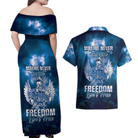 Federated States of Micronesia Veterans Day Couples Matching Off Shoulder Maxi Dress and Hawaiian Shirt May We Never Forget Freedom Isn't Free LT05 - Polynesian Pride