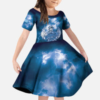 Federated States of Micronesia Veterans Day Family Matching Mermaid Dress and Hawaiian Shirt May We Never Forget Freedom Isn't Free LT05 Daughter's Dress Blue - Polynesian Pride