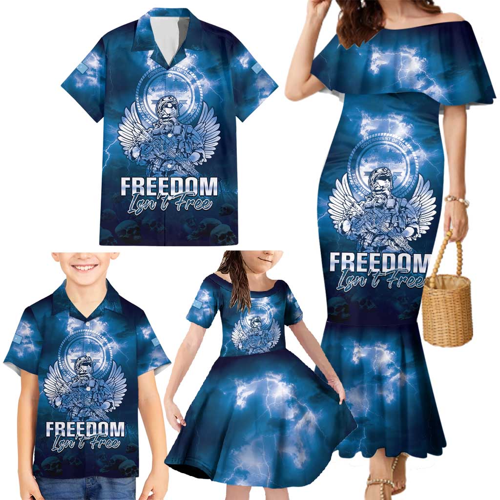 Federated States of Micronesia Veterans Day Family Matching Mermaid Dress and Hawaiian Shirt May We Never Forget Freedom Isn't Free LT05 - Polynesian Pride