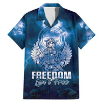 Federated States of Micronesia Veterans Day Family Matching Mermaid Dress and Hawaiian Shirt May We Never Forget Freedom Isn't Free LT05 Dad's Shirt - Short Sleeve Blue - Polynesian Pride