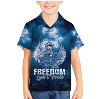Federated States of Micronesia Veterans Day Family Matching Mermaid Dress and Hawaiian Shirt May We Never Forget Freedom Isn't Free LT05 Son's Shirt Blue - Polynesian Pride