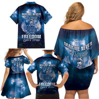 Federated States of Micronesia Veterans Day Family Matching Off Shoulder Short Dress and Hawaiian Shirt May We Never Forget Freedom Isn't Free LT05 - Polynesian Pride
