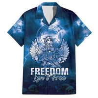 Federated States of Micronesia Veterans Day Family Matching Off Shoulder Short Dress and Hawaiian Shirt May We Never Forget Freedom Isn't Free LT05 Dad's Shirt - Short Sleeve Blue - Polynesian Pride