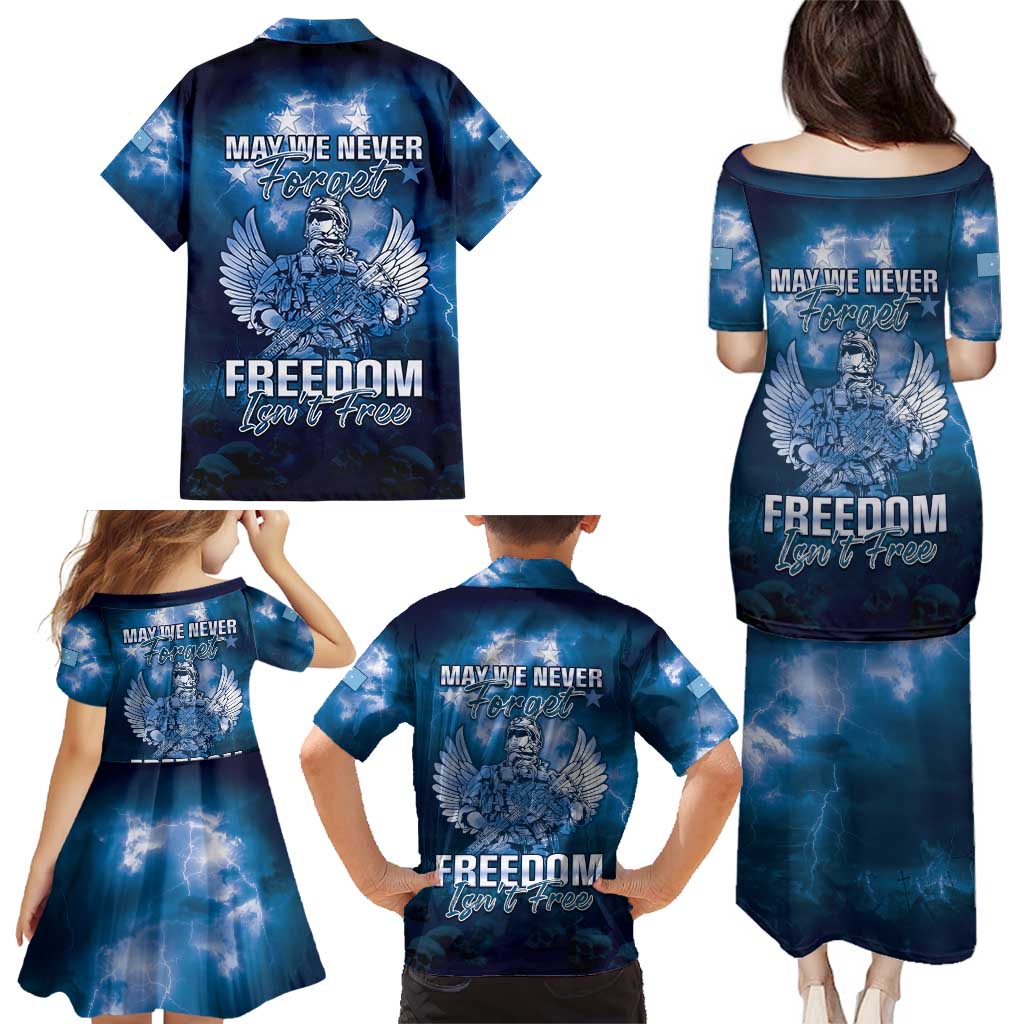 Federated States of Micronesia Veterans Day Family Matching Puletasi and Hawaiian Shirt May We Never Forget Freedom Isn't Free LT05 - Polynesian Pride
