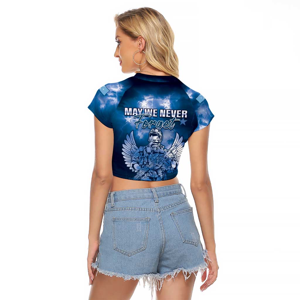 Federated States of Micronesia Veterans Day Raglan Cropped T Shirt May We Never Forget Freedom Isn't Free