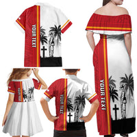 French Polynesia Armistice Day Family Matching Off Shoulder Maxi Dress and Hawaiian Shirt Lest We Forget Flag Style