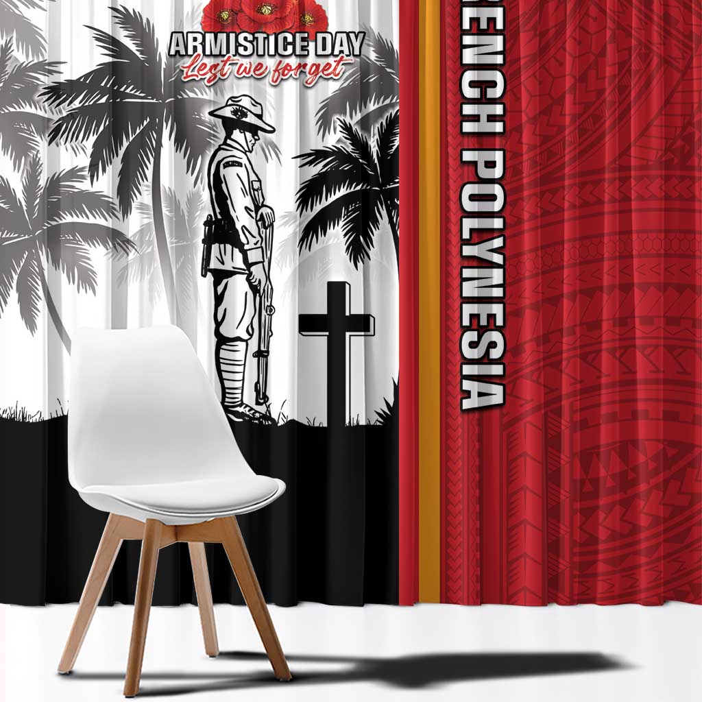 French Polynesia Armistice Day Window Curtain Lest We Forget Flag Style