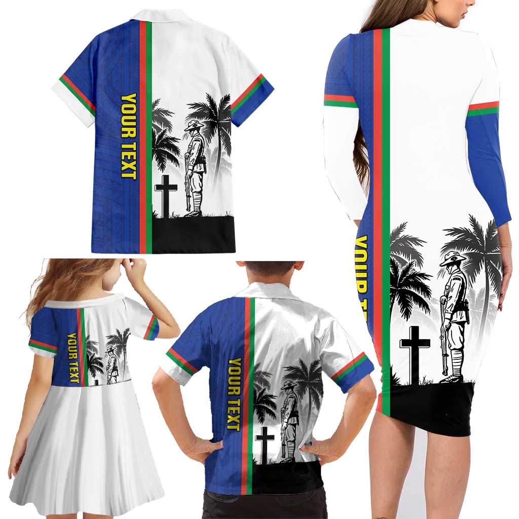 New Caledonia Armistice Day Family Matching Long Sleeve Bodycon Dress and Hawaiian Shirt Lest We Forget Flag Style LT05 - Polynesian Pride