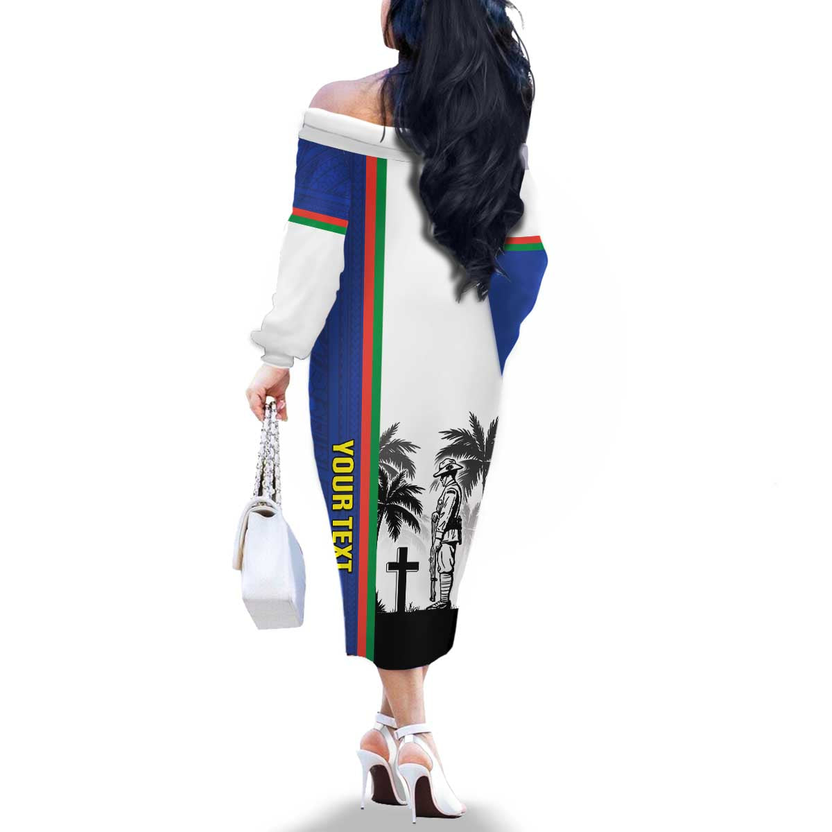 New Caledonia Armistice Day Family Matching Off The Shoulder Long Sleeve Dress and Hawaiian Shirt Lest We Forget Flag Style LT05 - Polynesian Pride