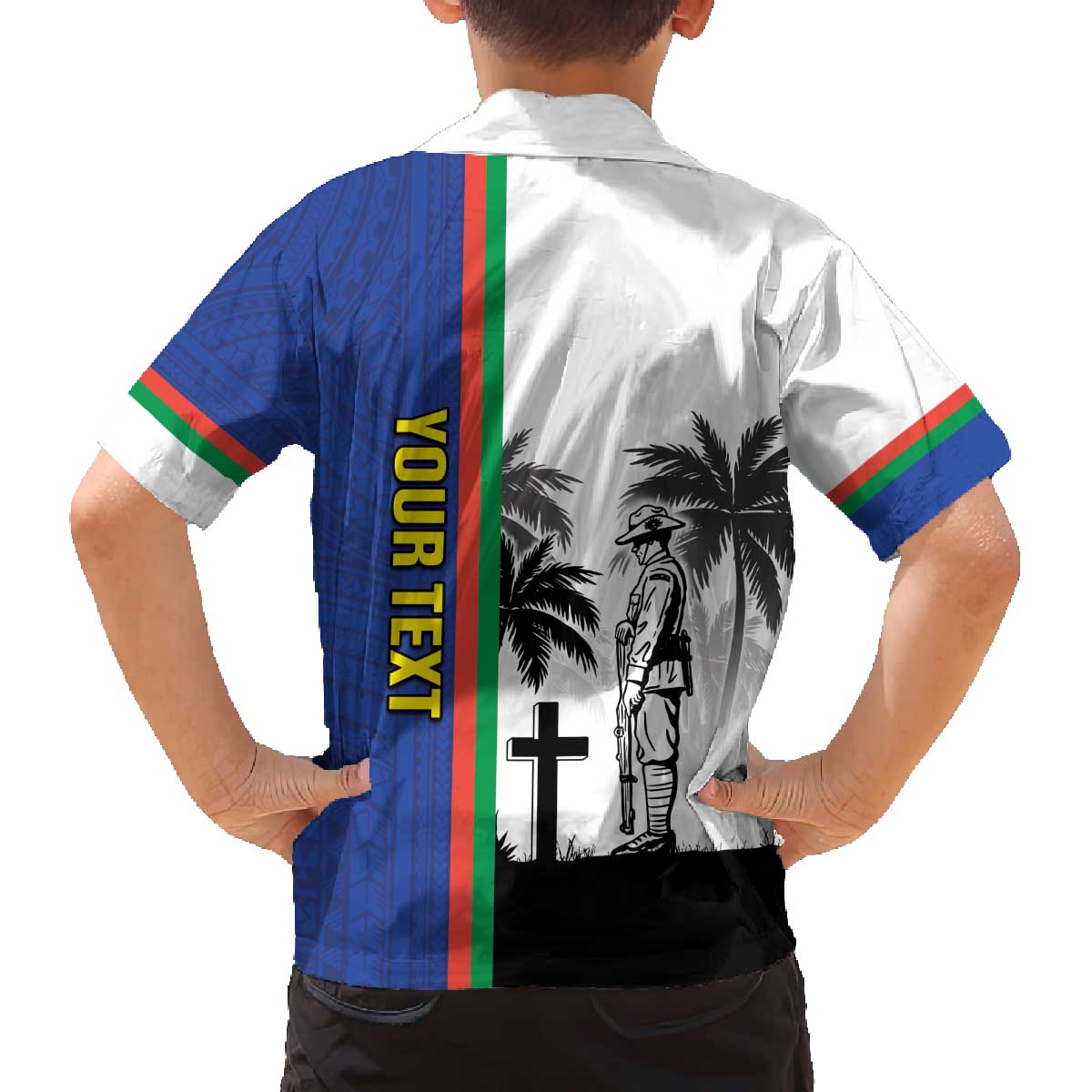 New Caledonia Armistice Day Family Matching Off Shoulder Short Dress and Hawaiian Shirt Lest We Forget Flag Style LT05 - Polynesian Pride