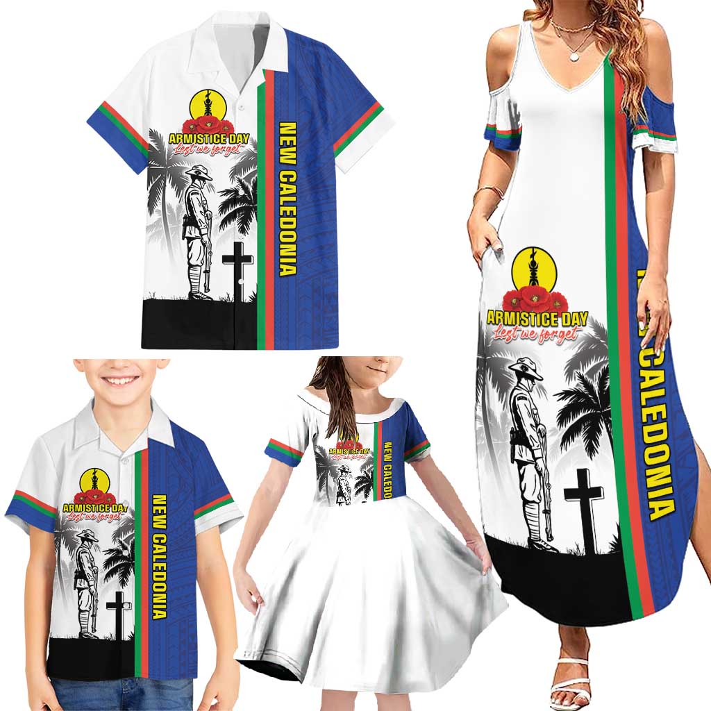 New Caledonia Armistice Day Family Matching Summer Maxi Dress and Hawaiian Shirt Lest We Forget Flag Style LT05 - Polynesian Pride