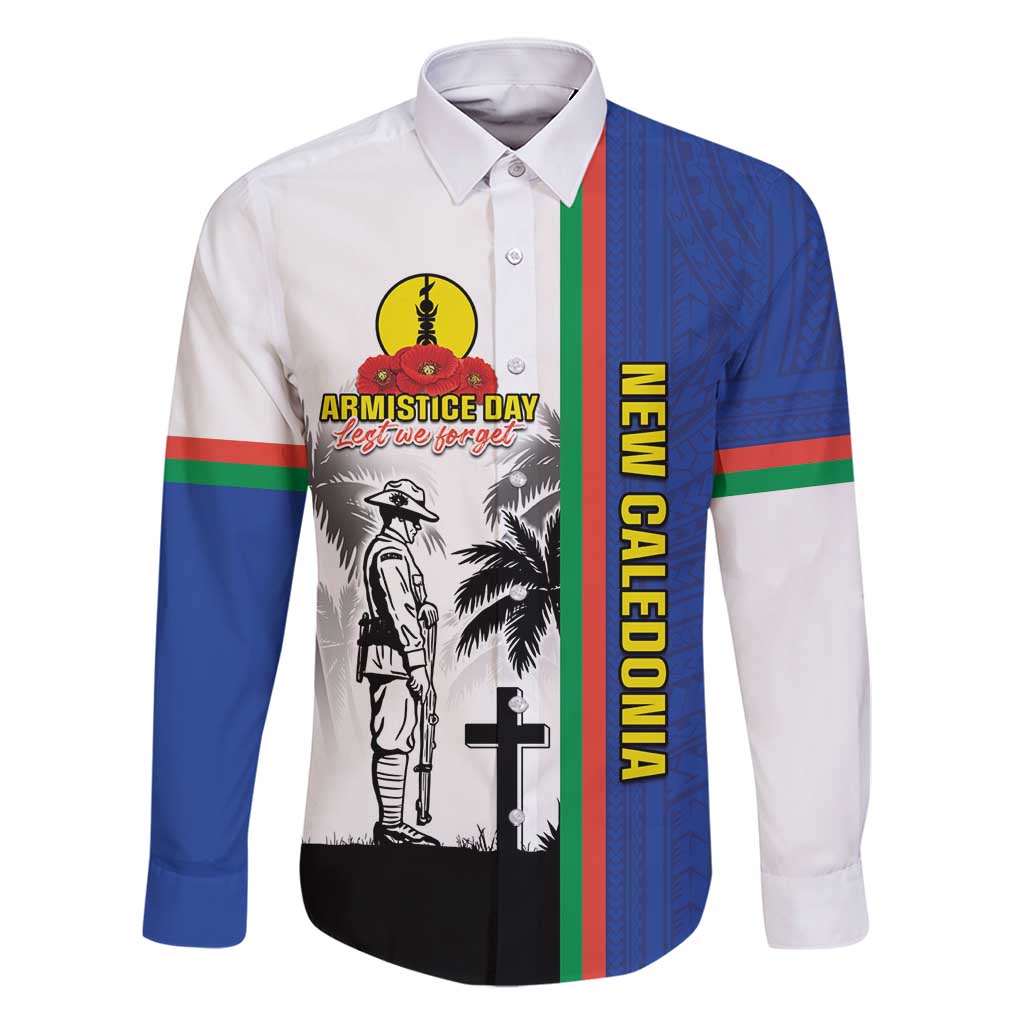 New Caledonia Armistice Day Family Matching Summer Maxi Dress and Hawaiian Shirt Lest We Forget Flag Style LT05 Dad's Shirt - Long Sleeve Navy - Polynesian Pride