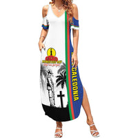 New Caledonia Armistice Day Family Matching Summer Maxi Dress and Hawaiian Shirt Lest We Forget Flag Style LT05 Mom's Dress Navy - Polynesian Pride