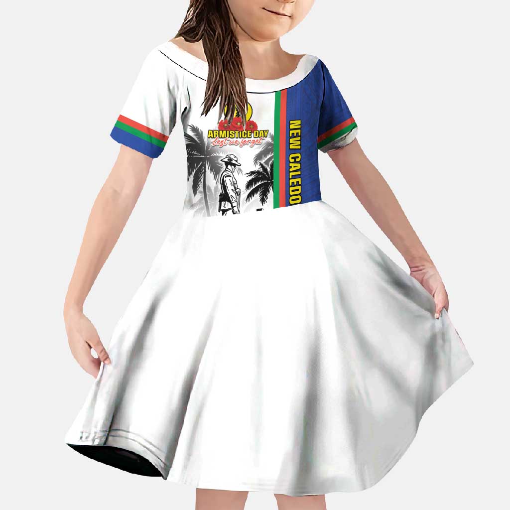 New Caledonia Armistice Day Family Matching Tank Maxi Dress and Hawaiian Shirt Lest We Forget Flag Style LT05 Daughter's Dress Navy - Polynesian Pride