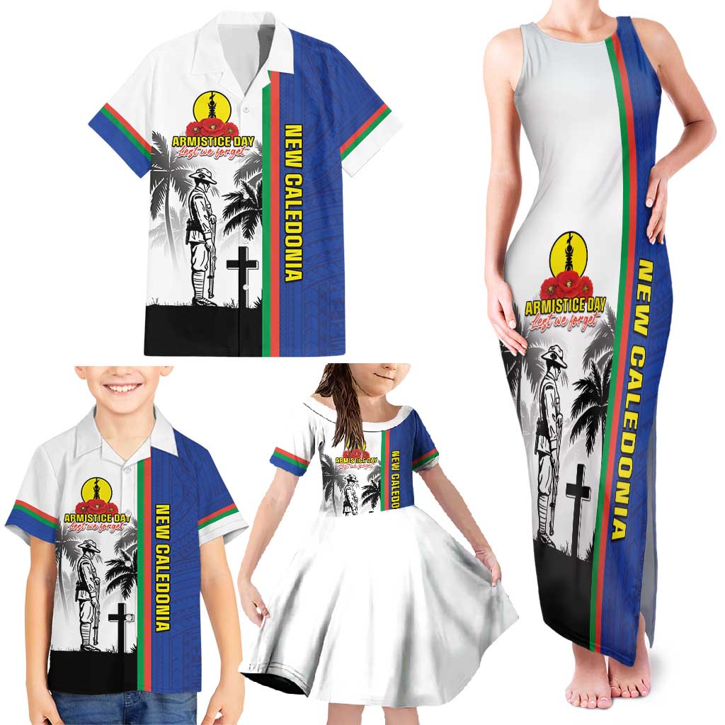 New Caledonia Armistice Day Family Matching Tank Maxi Dress and Hawaiian Shirt Lest We Forget Flag Style LT05 - Polynesian Pride