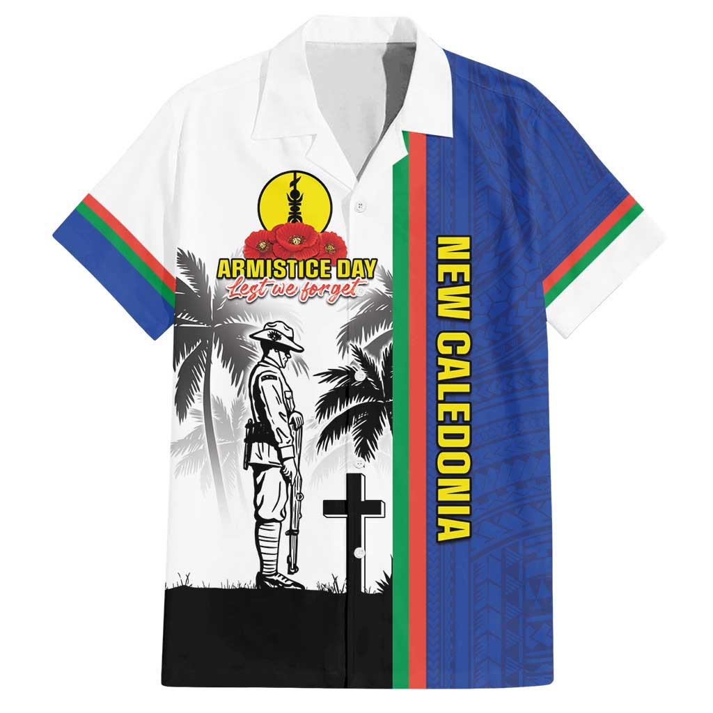 New Caledonia Armistice Day Family Matching Tank Maxi Dress and Hawaiian Shirt Lest We Forget Flag Style LT05 Dad's Shirt - Short Sleeve Navy - Polynesian Pride