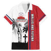 Wallis and Futuna Armistice Day Family Matching Mermaid Dress and Hawaiian Shirt Lest We Forget Flag Style LT05 Dad's Shirt - Short Sleeve White - Polynesian Pride