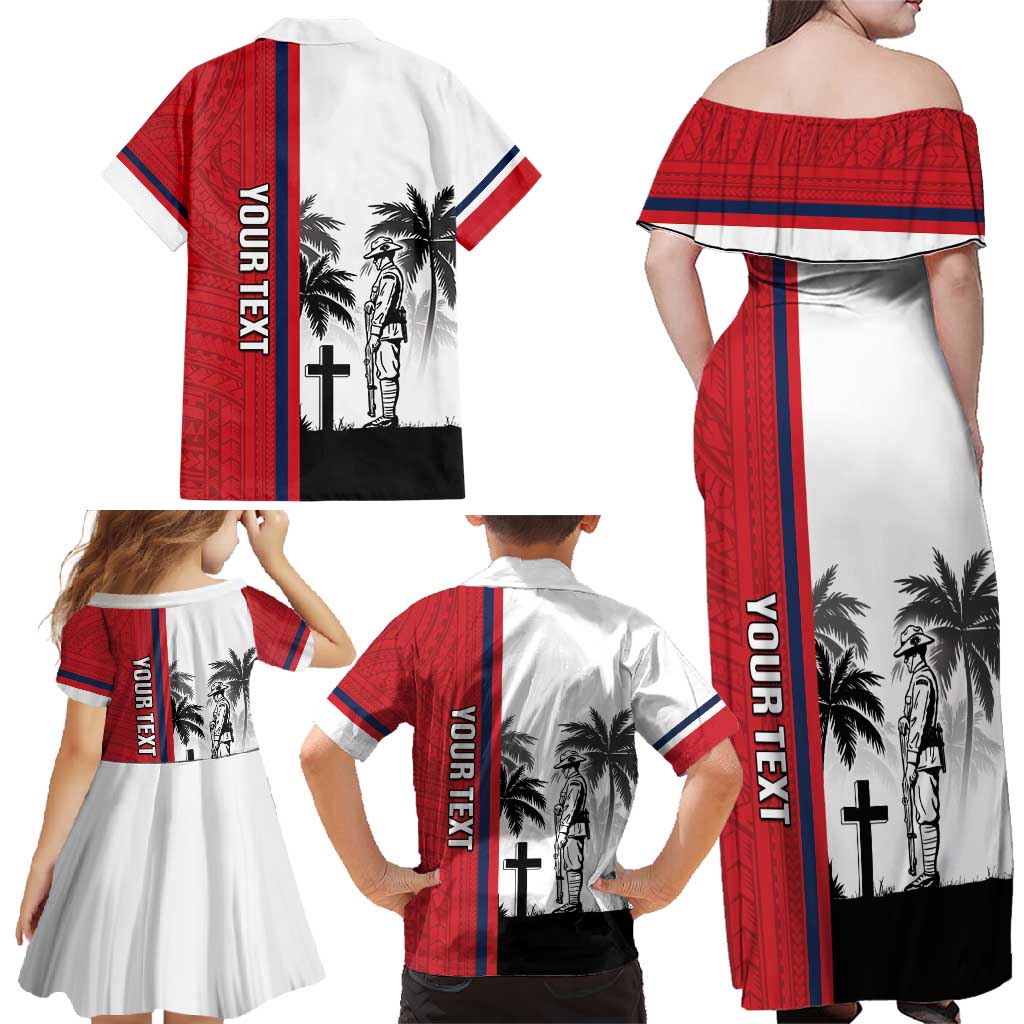 Wallis and Futuna Armistice Day Family Matching Off Shoulder Maxi Dress and Hawaiian Shirt Lest We Forget Flag Style LT05 - Polynesian Pride