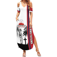 Wallis and Futuna Armistice Day Family Matching Summer Maxi Dress and Hawaiian Shirt Lest We Forget Flag Style LT05 Mom's Dress White - Polynesian Pride