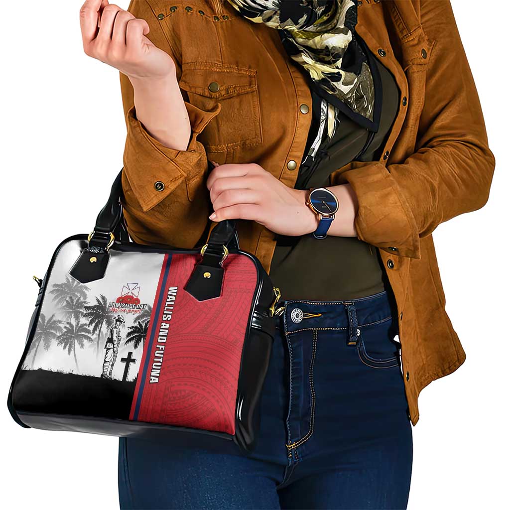 Wallis and Futuna Armistice Day Shoulder Handbag Lest We Forget Flag Style