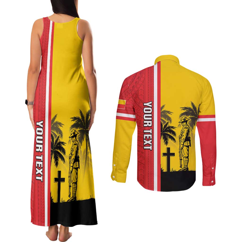 Marquesas Islands Armistice Day Couples Matching Tank Maxi Dress and Long Sleeve Button Shirt Lest We Forget Flag Style