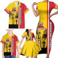 Marquesas Islands Armistice Day Family Matching Short Sleeve Bodycon Dress and Hawaiian Shirt Lest We Forget Flag Style LT05 - Polynesian Pride