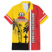 Marquesas Islands Armistice Day Family Matching Short Sleeve Bodycon Dress and Hawaiian Shirt Lest We Forget Flag Style LT05 Dad's Shirt - Short Sleeve Yellow - Polynesian Pride