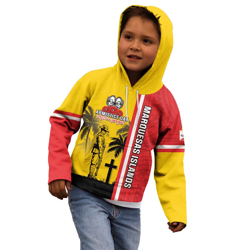 Marquesas Islands Armistice Day Kid Hoodie Lest We Forget Flag Style