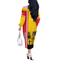Marquesas Islands Armistice Day Off The Shoulder Long Sleeve Dress Lest We Forget Flag Style LT05 - Polynesian Pride