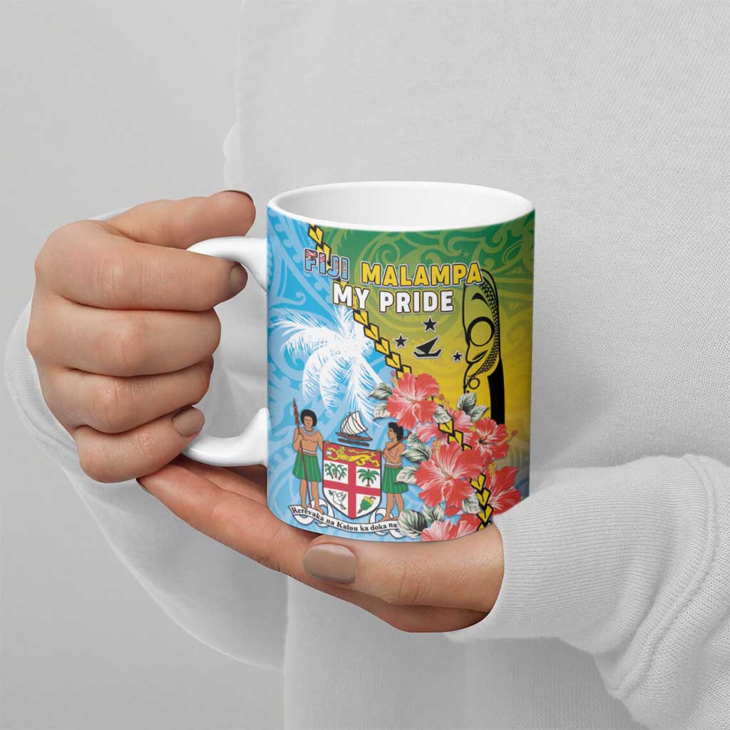 Personalised Malampa Fiji Day Ceramic Mug Tribal Pattern With Tropical Flowers - Polynesian Pride