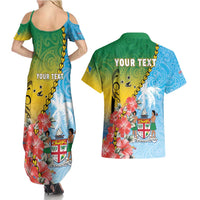 Personalised Malampa Fiji Day Couples Matching Summer Maxi Dress and Hawaiian Shirt Tribal Pattern With Tropical Flowers LT05 - Polynesian Pride