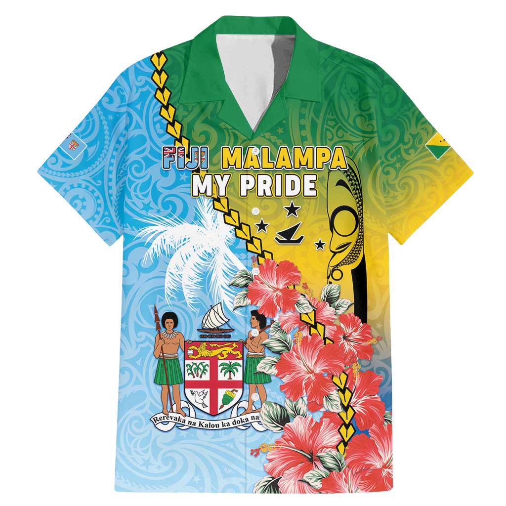 Personalised Malampa Fiji Day Family Matching Mermaid Dress and Hawaiian Shirt Tribal Pattern With Tropical Flowers LT05 Dad's Shirt - Short Sleeve Colorful - Polynesian Pride